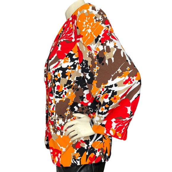 KASPER Plus Multicolor Red & Orange Abstract Floral Pattern Double Button Blazer - Picture 10 of 16